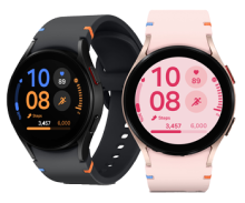 Samsung Galaxy Watch FE shown in black and pink gold