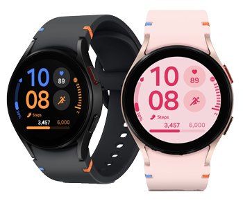 Samsung Galaxy Watch FE shown in black and pink gold